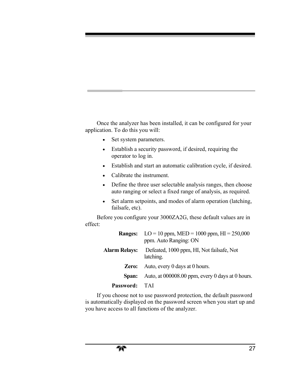 Operation | Teledyne 3000ZA2G - Zirconium oxide analyzer User Manual | Page 39 / 72