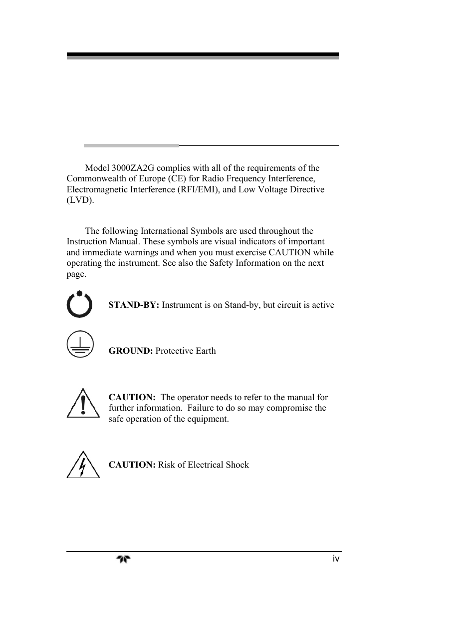 Important notice | Teledyne 3000ZA2G - Zirconium oxide analyzer User Manual | Page 4 / 72