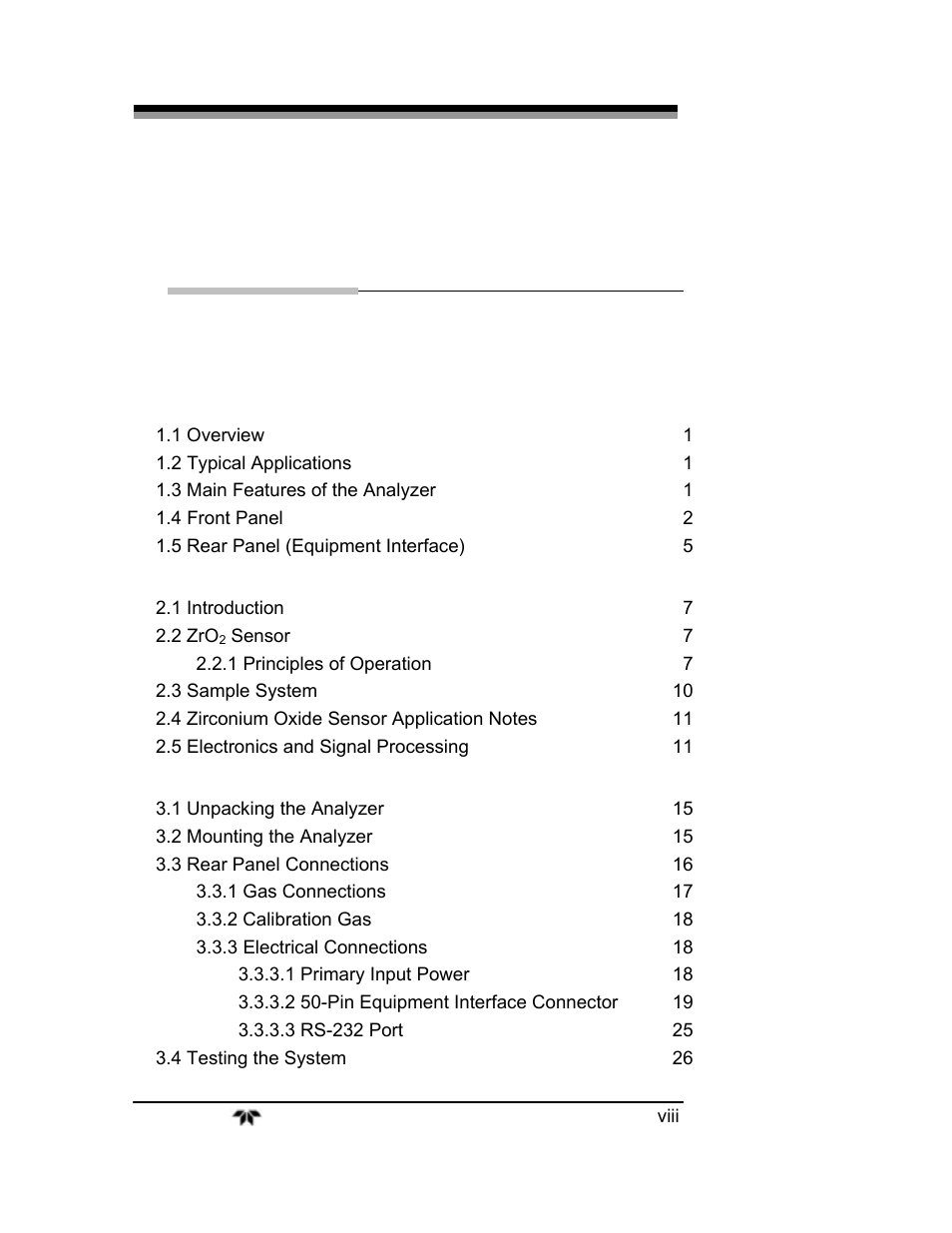 Teledyne 3000ZA2G - Zirconium oxide analyzer User Manual | Page 8 / 72