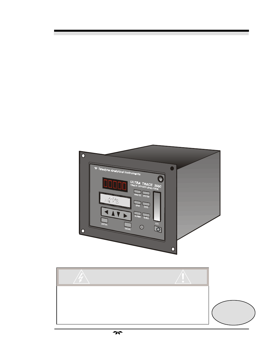 Teledyne 3000 Ultra Trace - PPB oxygen analyzer User Manual | 72 pages