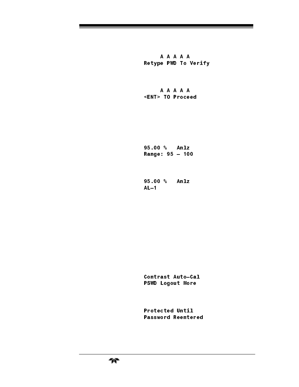 4 logout | Teledyne 3010MA – Paramagnetic oxygen analyzer, no 0-100% range – (superceded) User Manual | Page 48 / 88