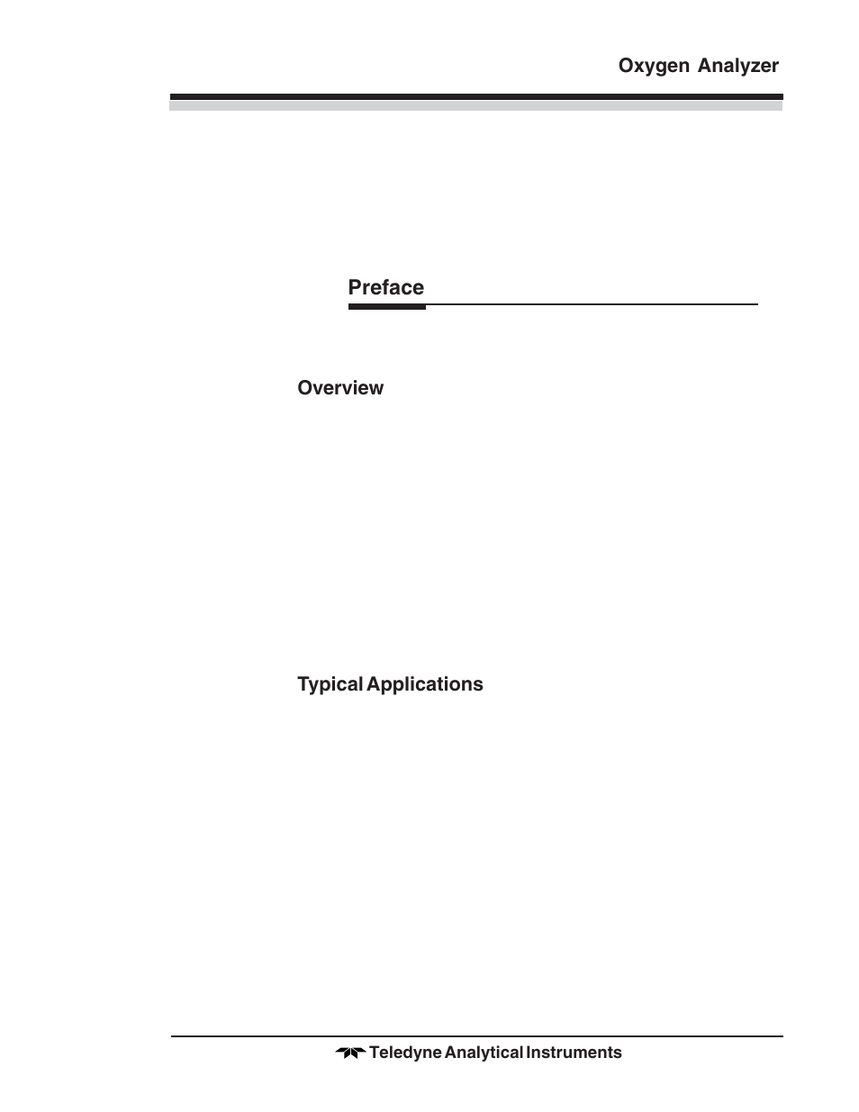 Preface | Teledyne 3010PAC - Split architecture percent oxygen analyzer (EU - CENELEC) User Manual | Page 5 / 88