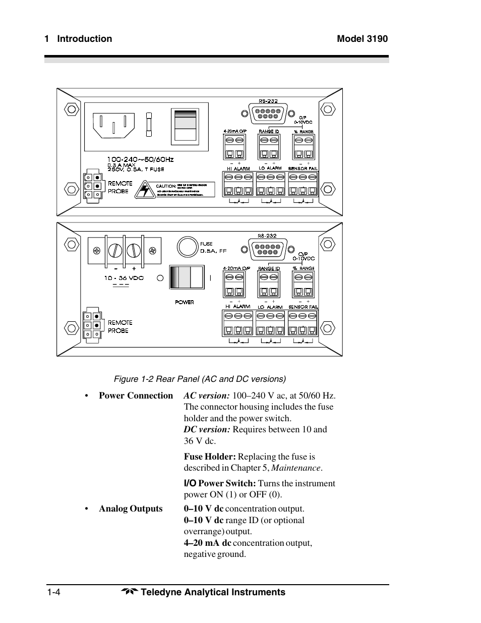 Teledyne 3190 - OEM trace oxygen analyzer User Manual | Page 10 / 42