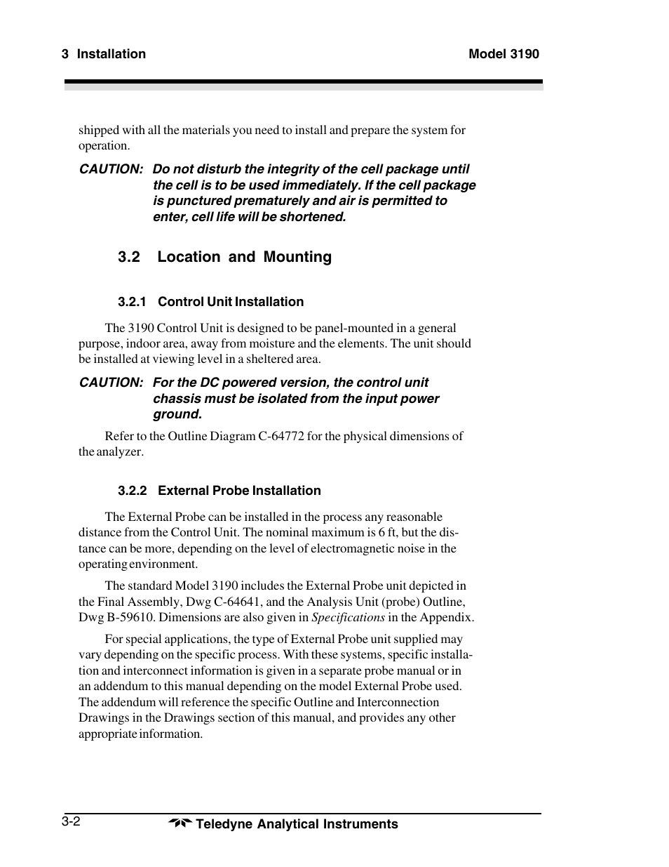 Teledyne 3190 - OEM trace oxygen analyzer User Manual | Page 20 / 42