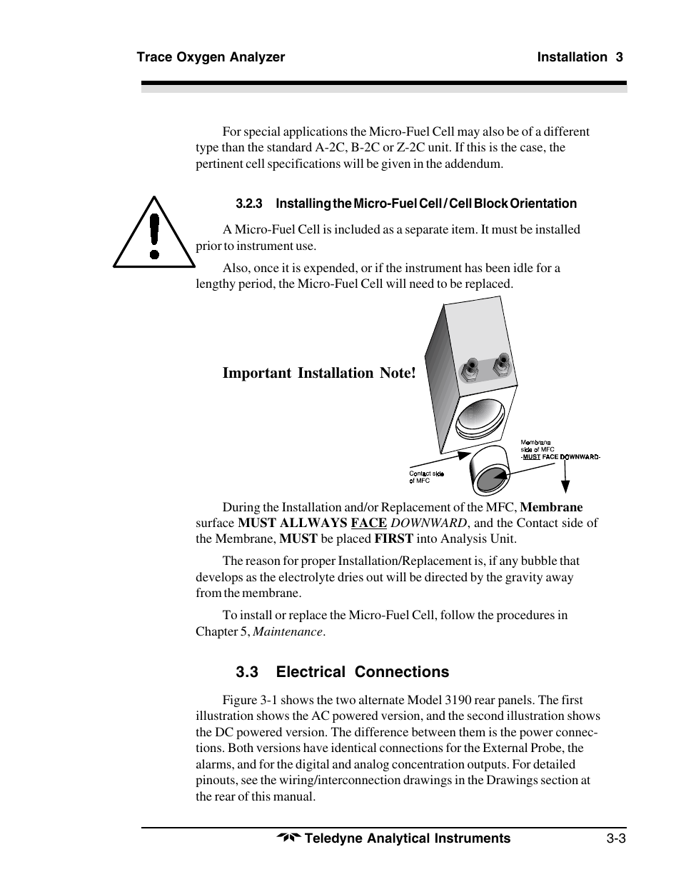 Teledyne 3190 - OEM trace oxygen analyzer User Manual | Page 21 / 42