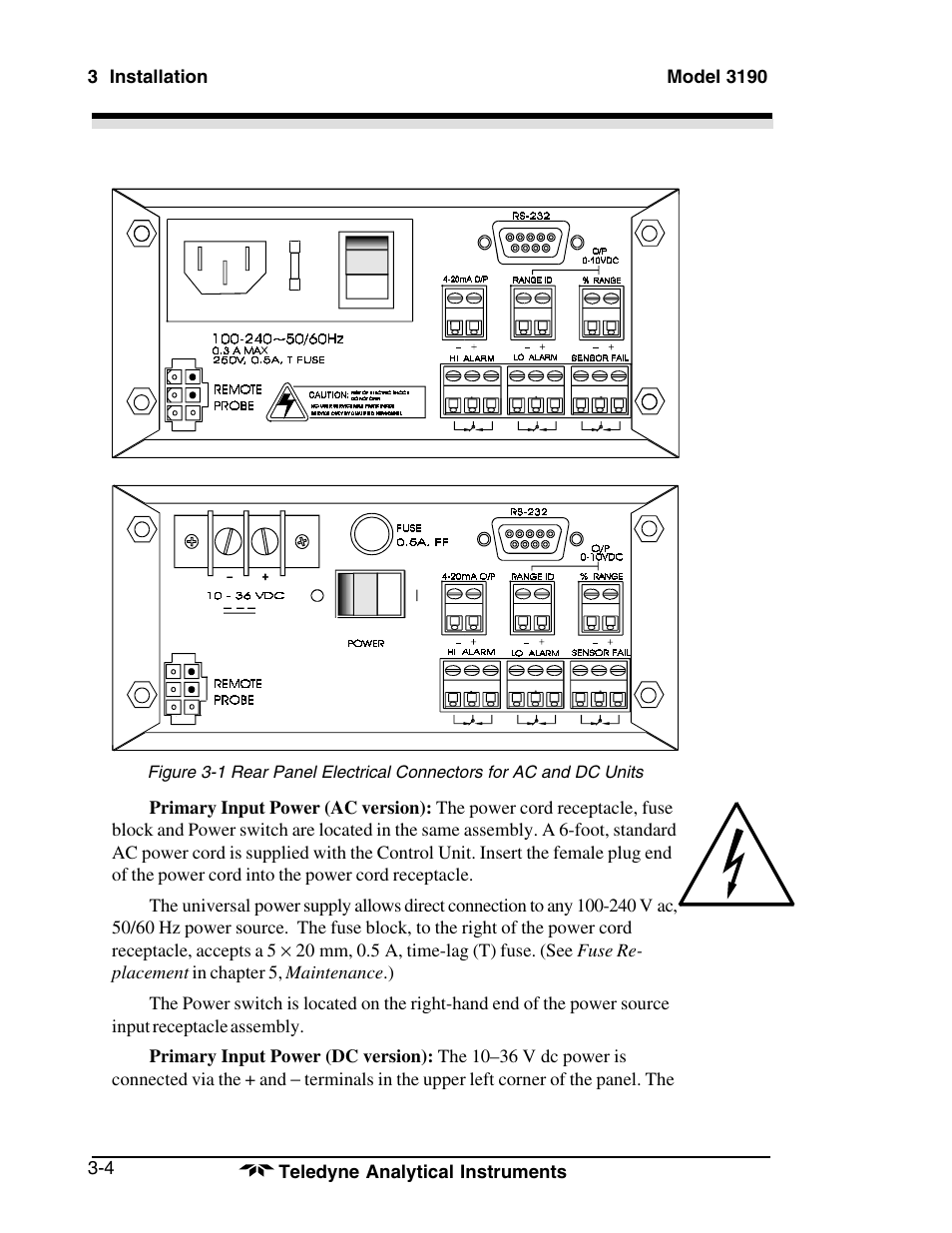 Teledyne 3190 - OEM trace oxygen analyzer User Manual | Page 22 / 42