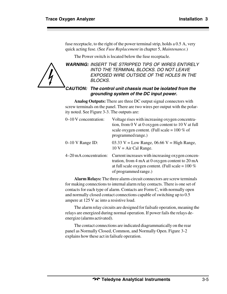 Teledyne 3190 - OEM trace oxygen analyzer User Manual | Page 23 / 42