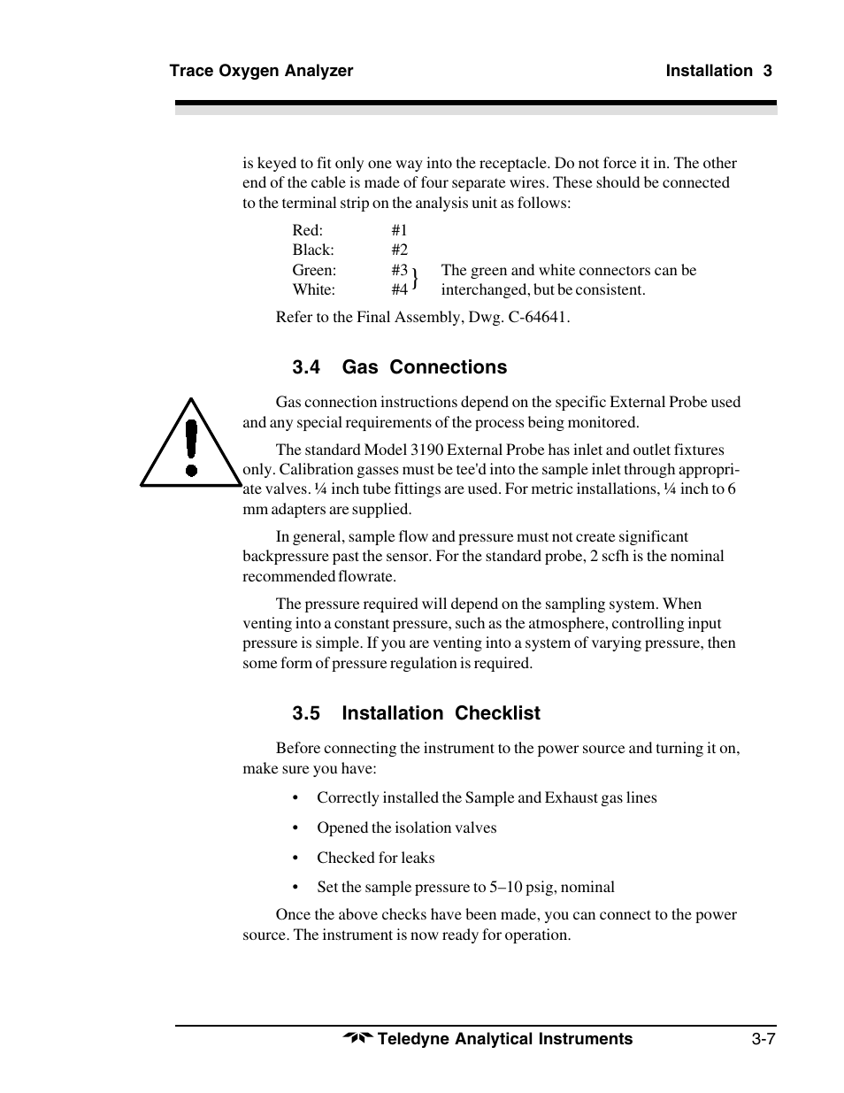 Teledyne 3190 - OEM trace oxygen analyzer User Manual | Page 25 / 42
