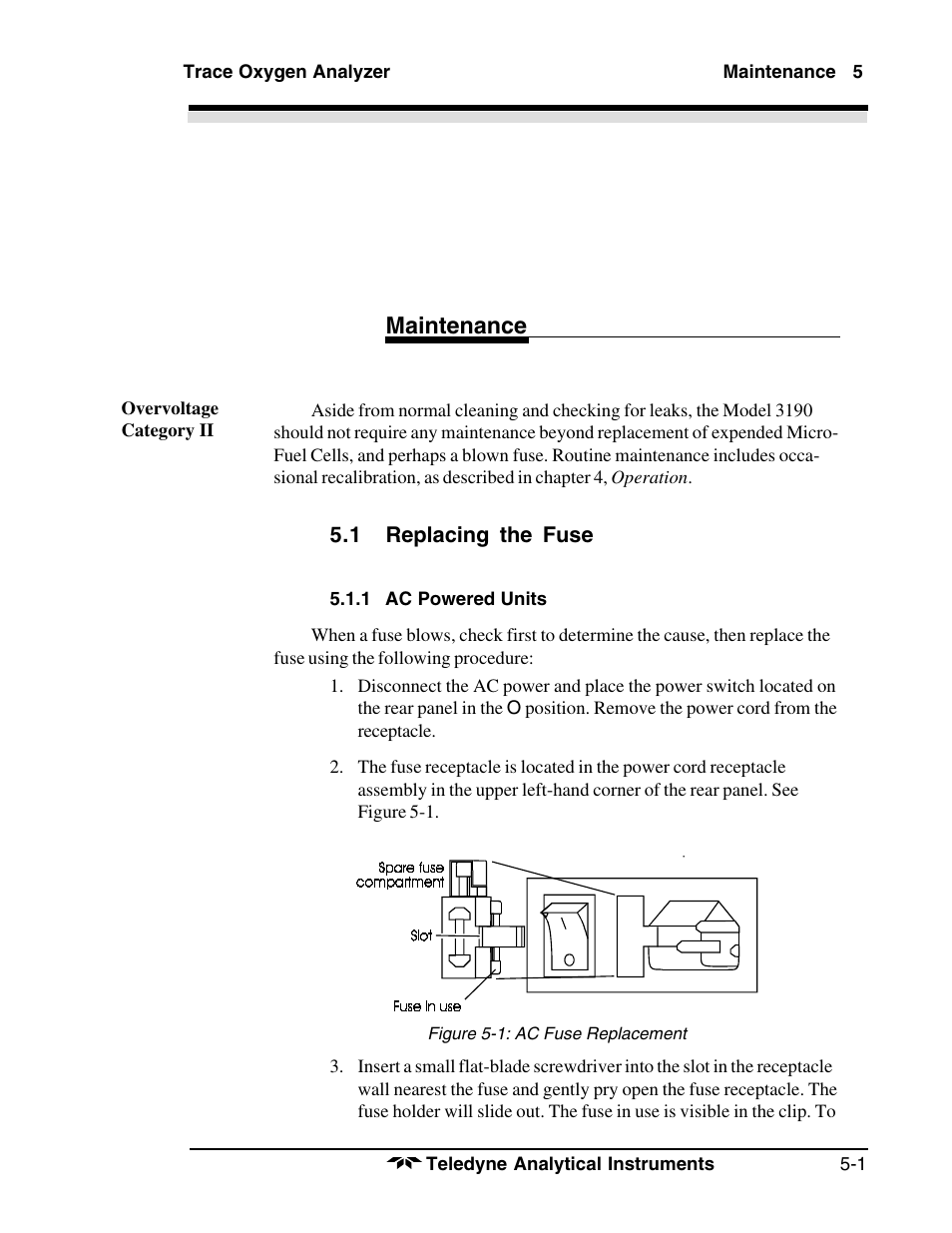 Maintenance | Teledyne 3190 - OEM trace oxygen analyzer User Manual | Page 33 / 42