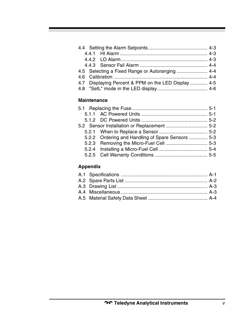 Teledyne 3190 - OEM trace oxygen analyzer User Manual | Page 5 / 42