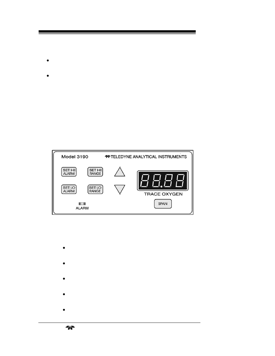 Teledyne 3190Z - Zirconium oxide trace oxygen analyzer User Manual | Page 10 / 35