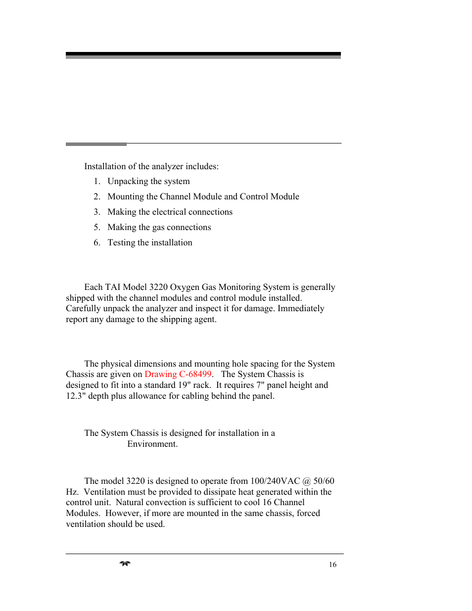 Installation | Teledyne 3220 - Multi-channel oxygen monitor system User Manual | Page 30 / 58