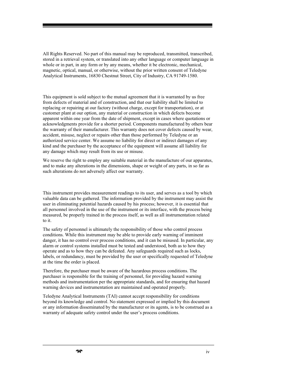 Teledyne 3220 - Multi-channel oxygen monitor system User Manual | Page 4 / 58