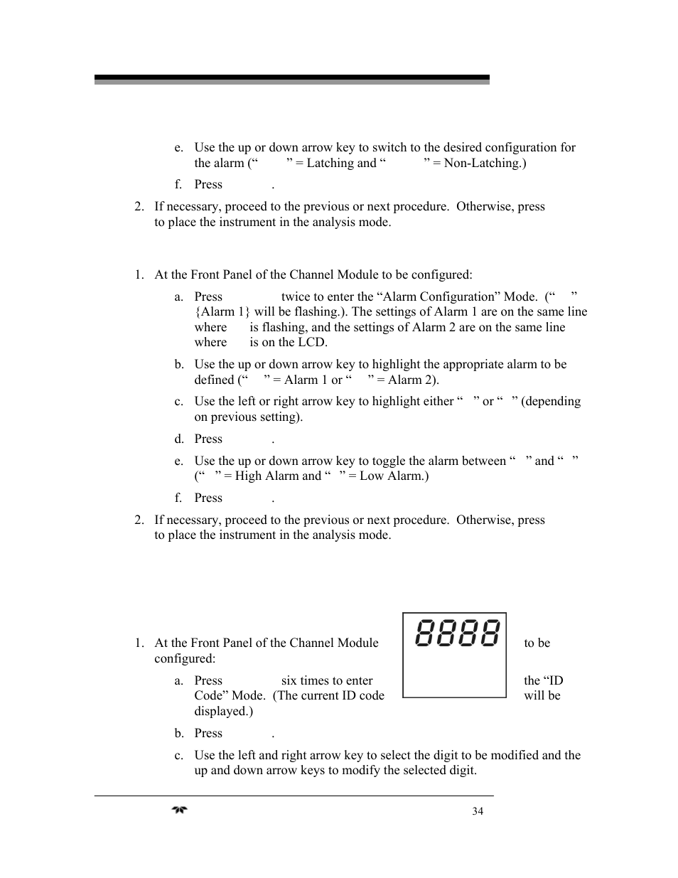 6 setting the id code | Teledyne 3220 - Multi-channel oxygen monitor system User Manual | Page 48 / 58
