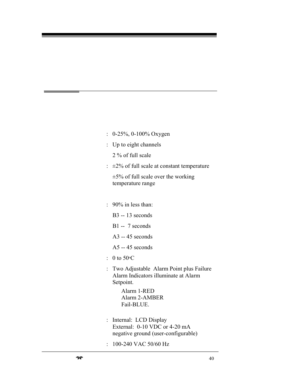 Appendix | Teledyne 3220 - Multi-channel oxygen monitor system User Manual | Page 54 / 58