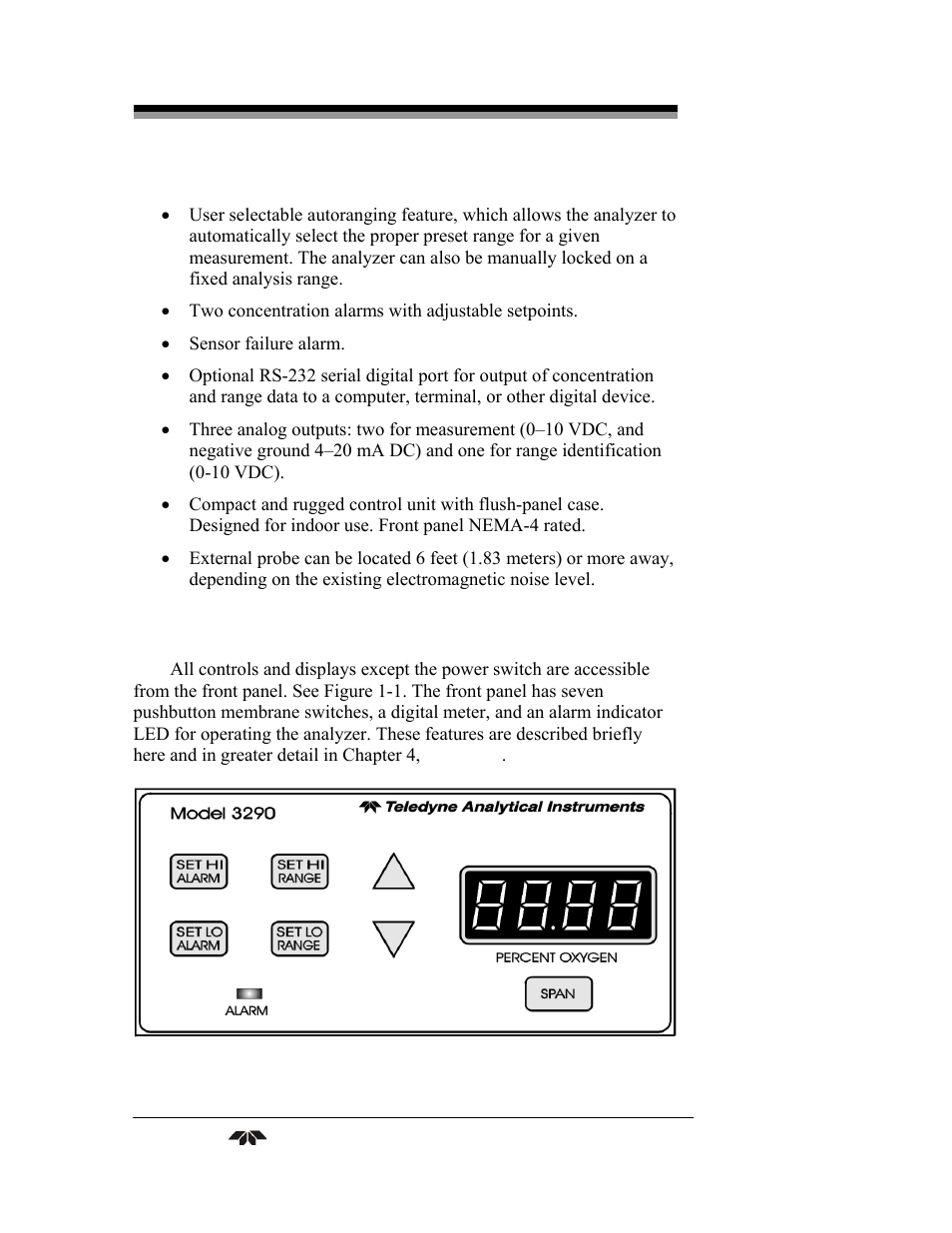 Teledyne 3290 - OEM percent oxygen analyzer User Manual | Page 12 / 47