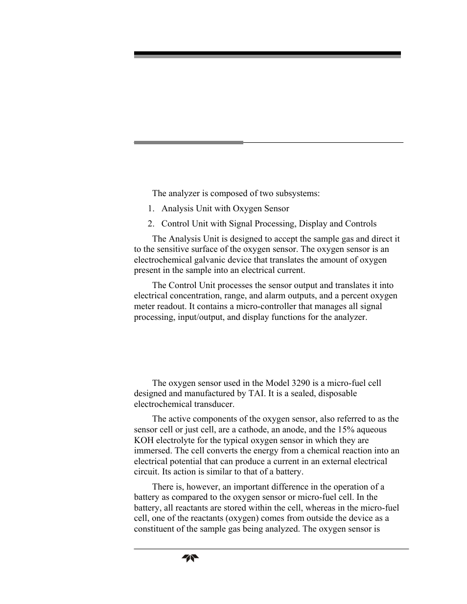 Operational theory | Teledyne 3290 - OEM percent oxygen analyzer User Manual | Page 17 / 47