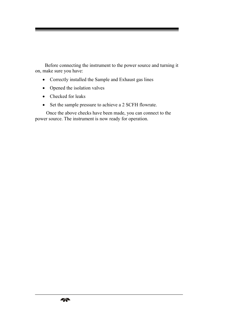 5 installation checklist | Teledyne 3290 - OEM percent oxygen analyzer User Manual | Page 32 / 47