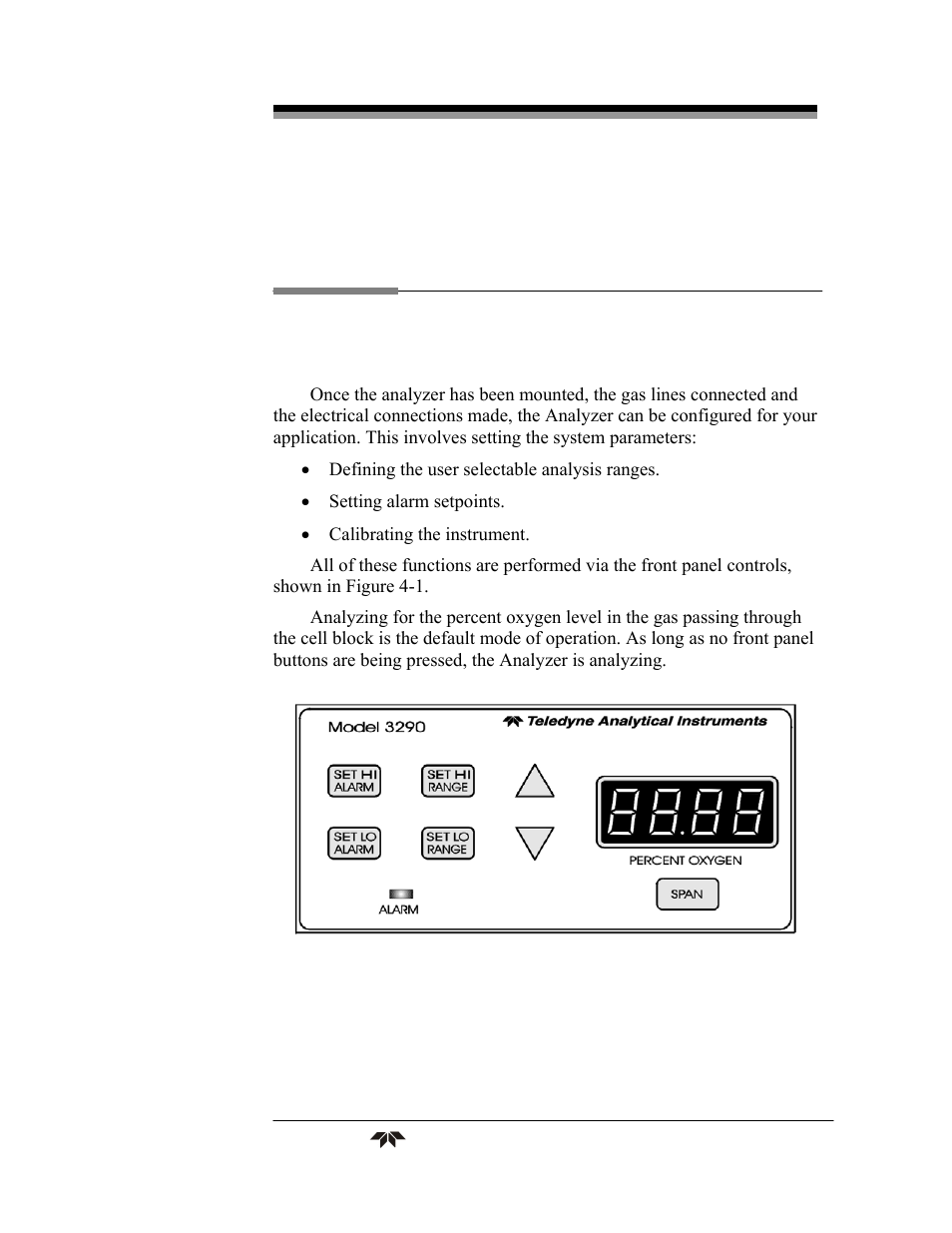 Operation | Teledyne 3290 - OEM percent oxygen analyzer User Manual | Page 33 / 47