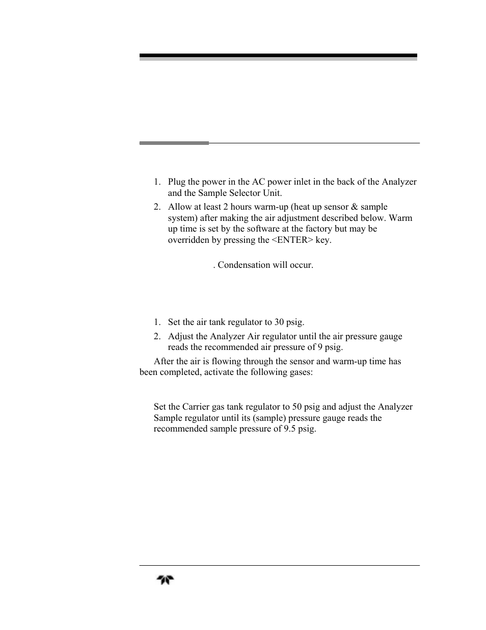 Operation | Teledyne 4030 - Total Hydrocarbon gas analyzer User Manual | Page 29 / 56