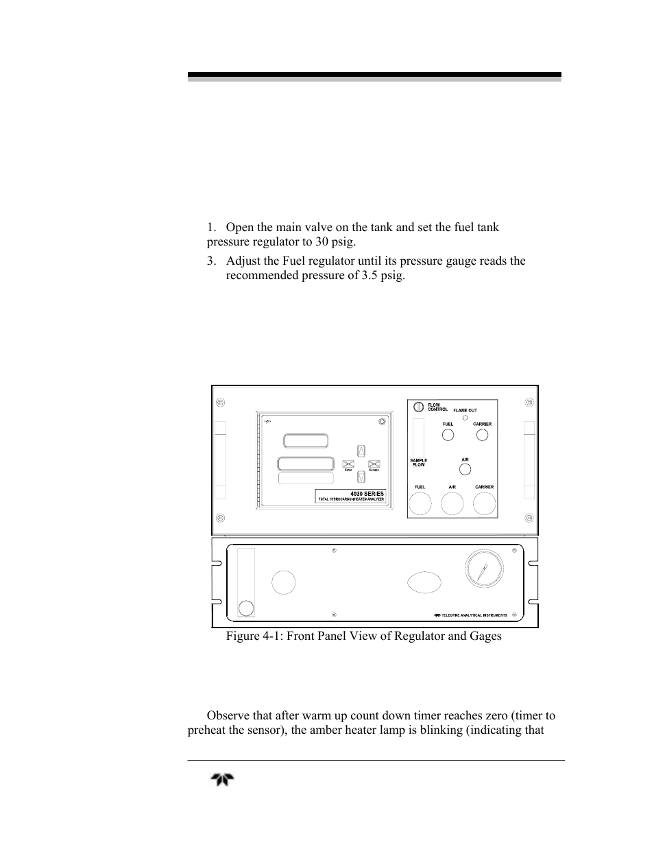 3 flame ignition | Teledyne 4030 - Total Hydrocarbon gas analyzer User Manual | Page 30 / 56