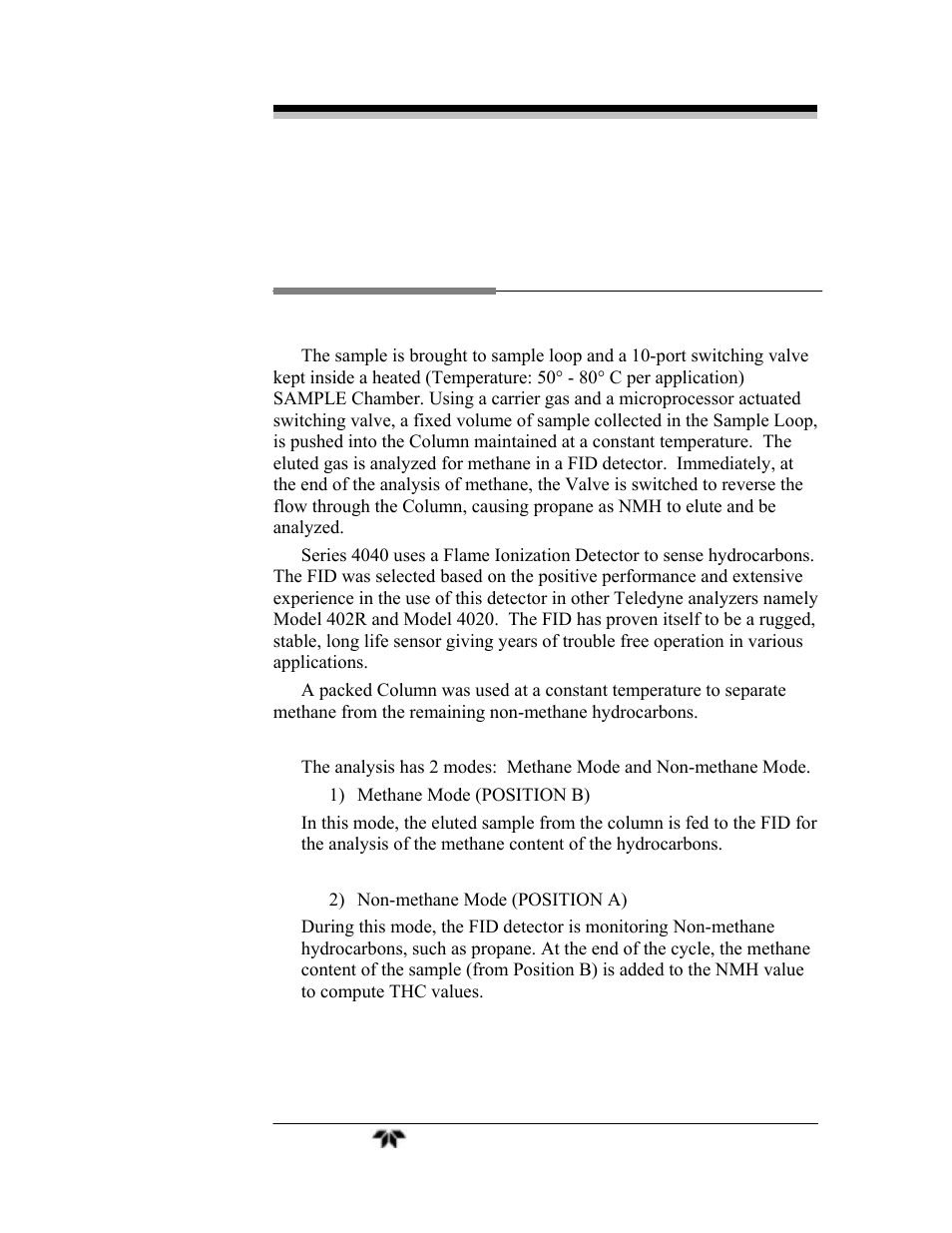 Operational theory | Teledyne 4040 - Methane / Nonmethane analyzer User Manual | Page 17 / 69