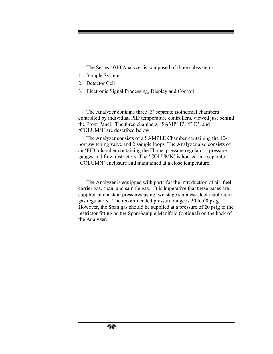 Teledyne 4040 - Methane / Nonmethane analyzer User Manual | Page 18 / 69