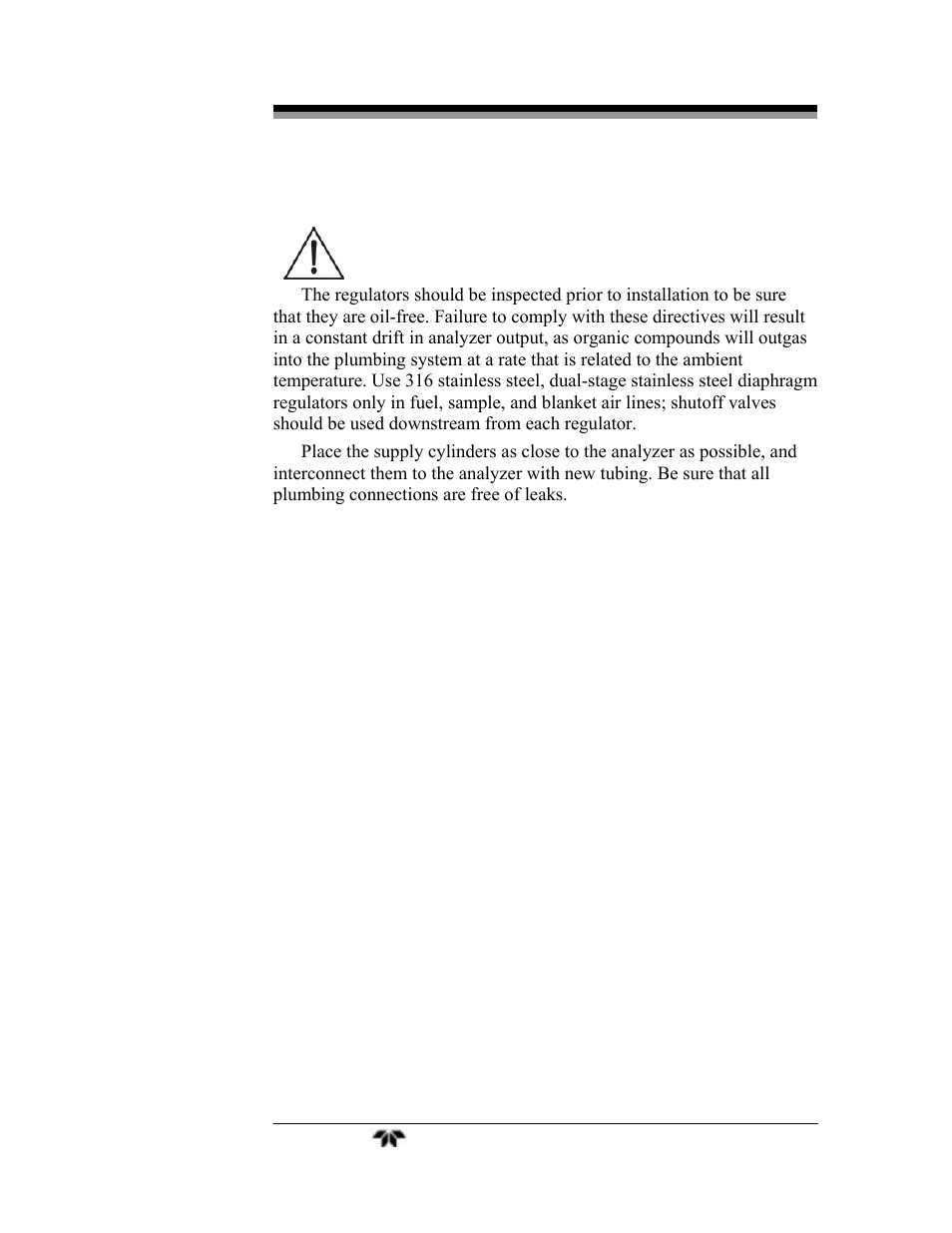 Caution | Teledyne 4040 - Methane / Nonmethane analyzer User Manual | Page 36 / 69