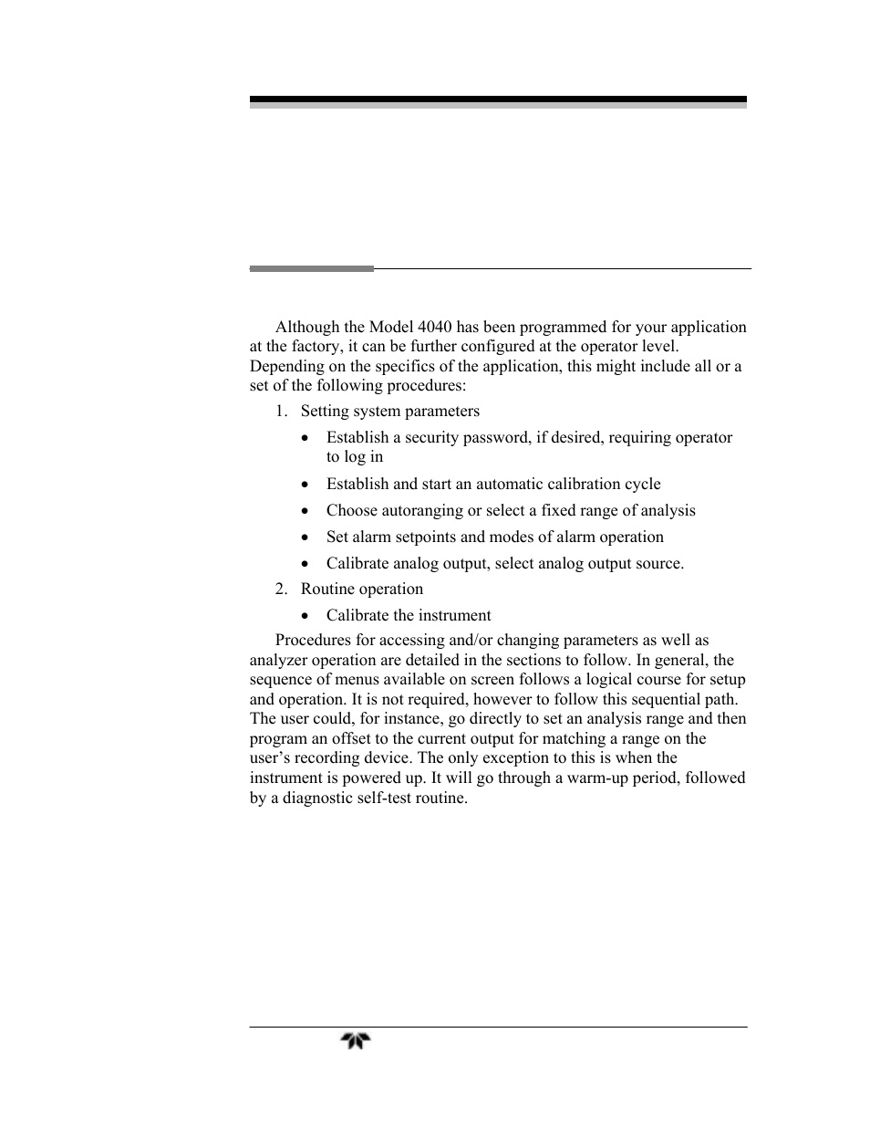 Operation | Teledyne 4040 - Methane / Nonmethane analyzer User Manual | Page 43 / 69