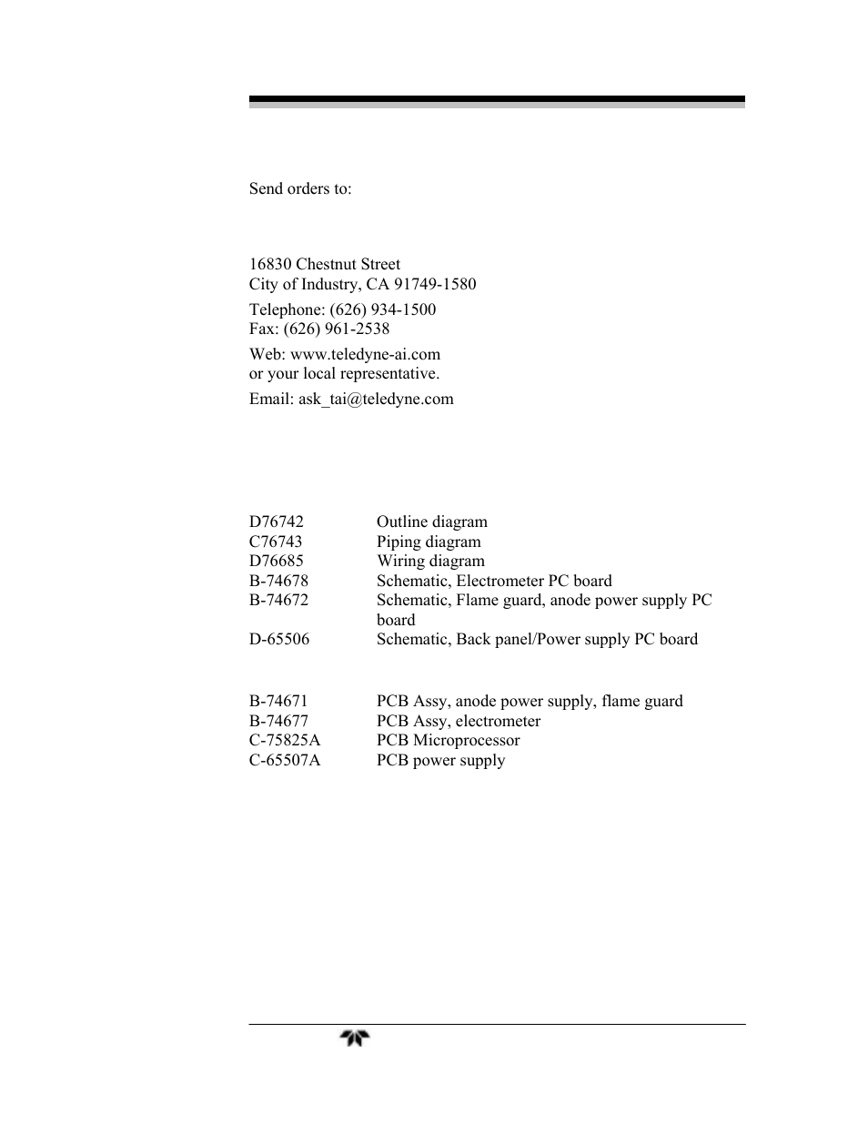 Teledyne 4040 - Methane / Nonmethane analyzer User Manual | Page 69 / 69