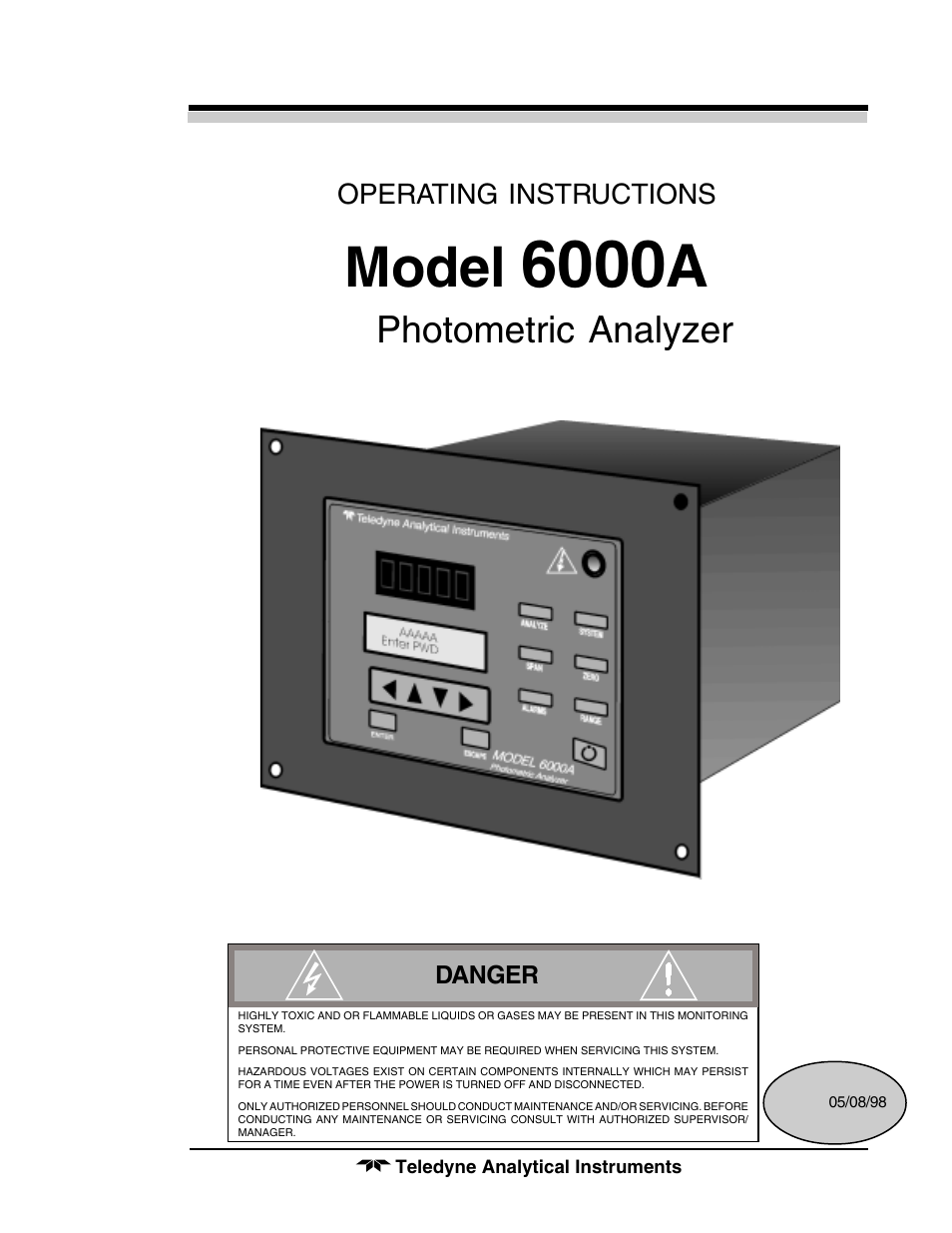 Teledyne 6000A - Photometric analyzer User Manual | 94 pages