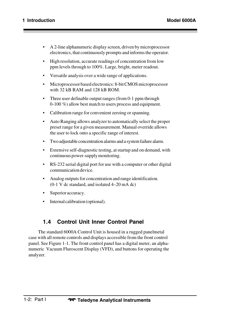 Teledyne 6000A - Photometric analyzer User Manual | Page 10 / 94