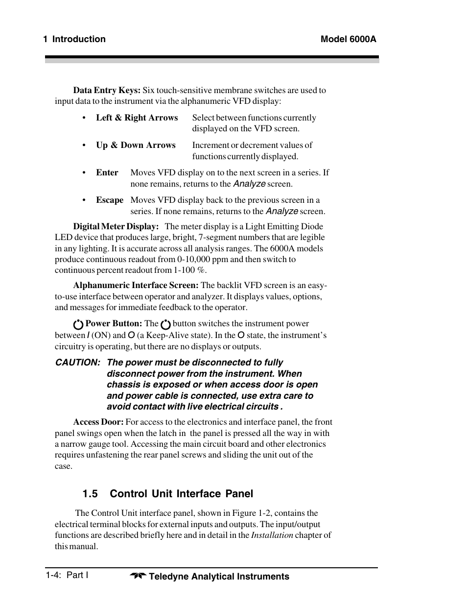 Teledyne 6000A - Photometric analyzer User Manual | Page 12 / 94