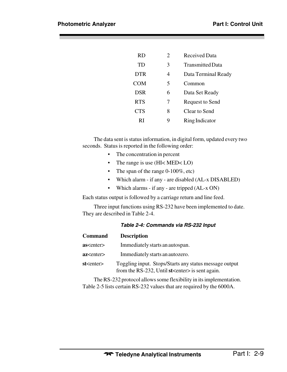Teledyne 6000A - Photometric analyzer User Manual | Page 23 / 94