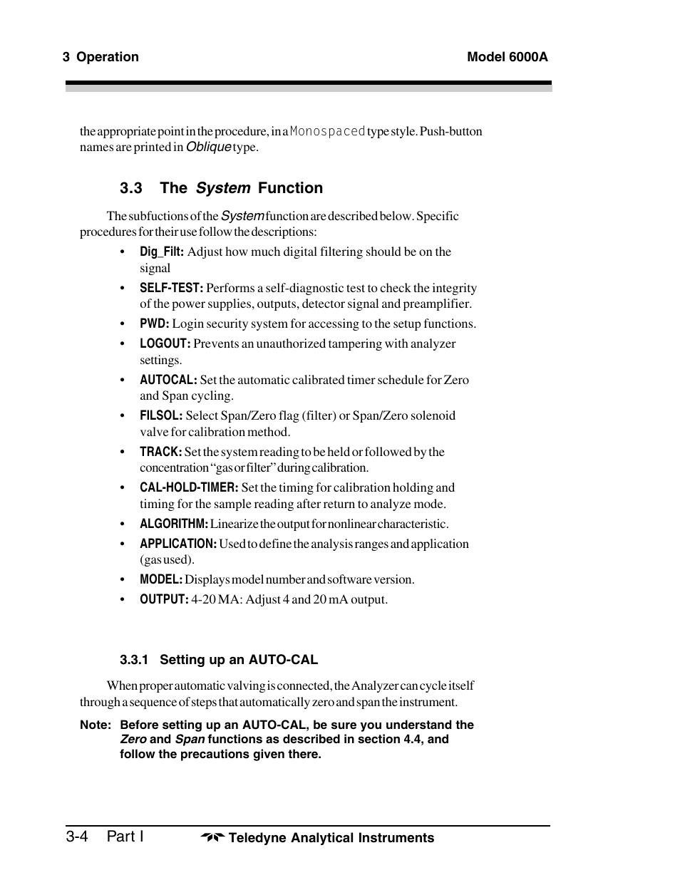 System | Teledyne 6000A - Photometric analyzer User Manual | Page 28 / 94