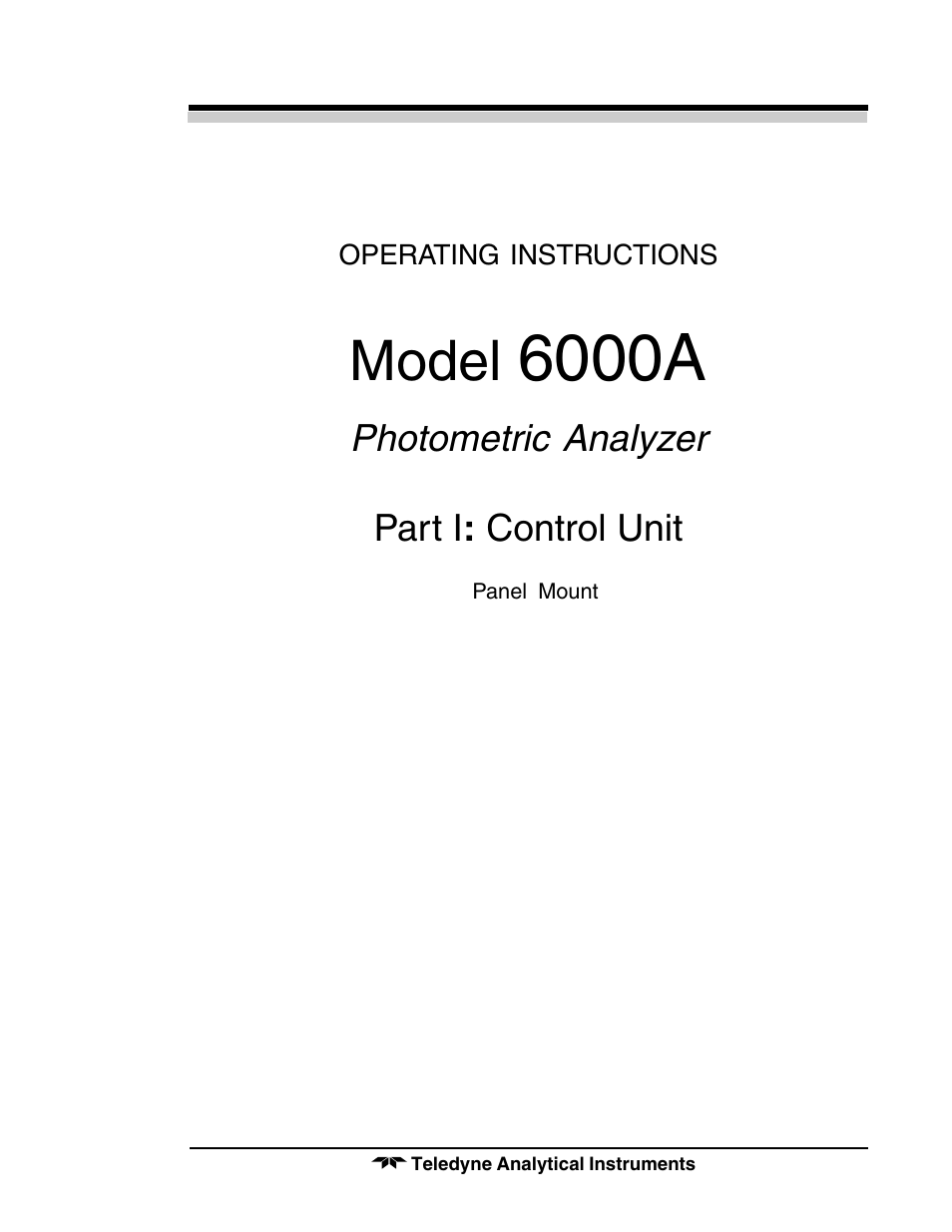6000a, Model, Photometric analyzer | Teledyne 6000A - Photometric analyzer User Manual | Page 5 / 94