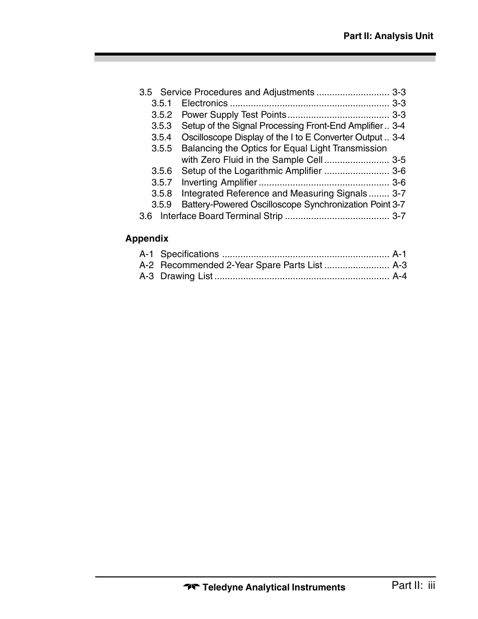 Teledyne 6000A - Photometric analyzer User Manual | Page 61 / 94