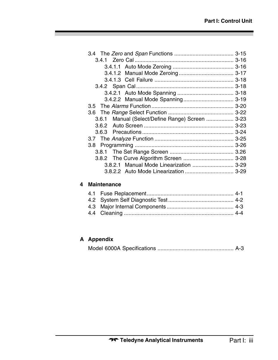 Teledyne 6000A - Photometric analyzer User Manual | Page 7 / 94