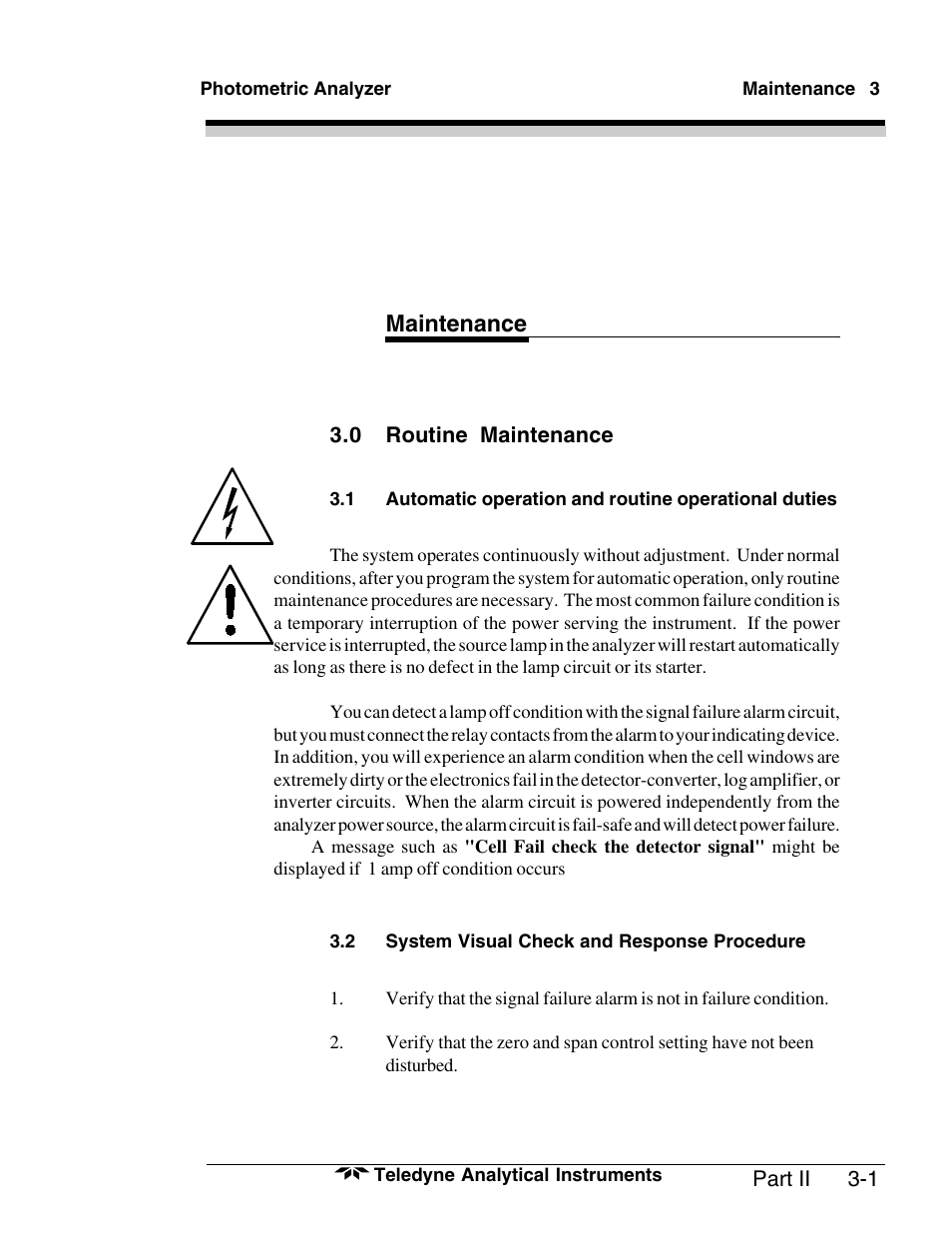 Maintenance | Teledyne 6000A - Photometric analyzer User Manual | Page 81 / 94