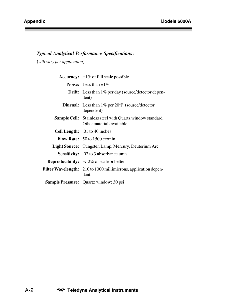 Teledyne 6000A - Photometric analyzer User Manual | Page 92 / 94