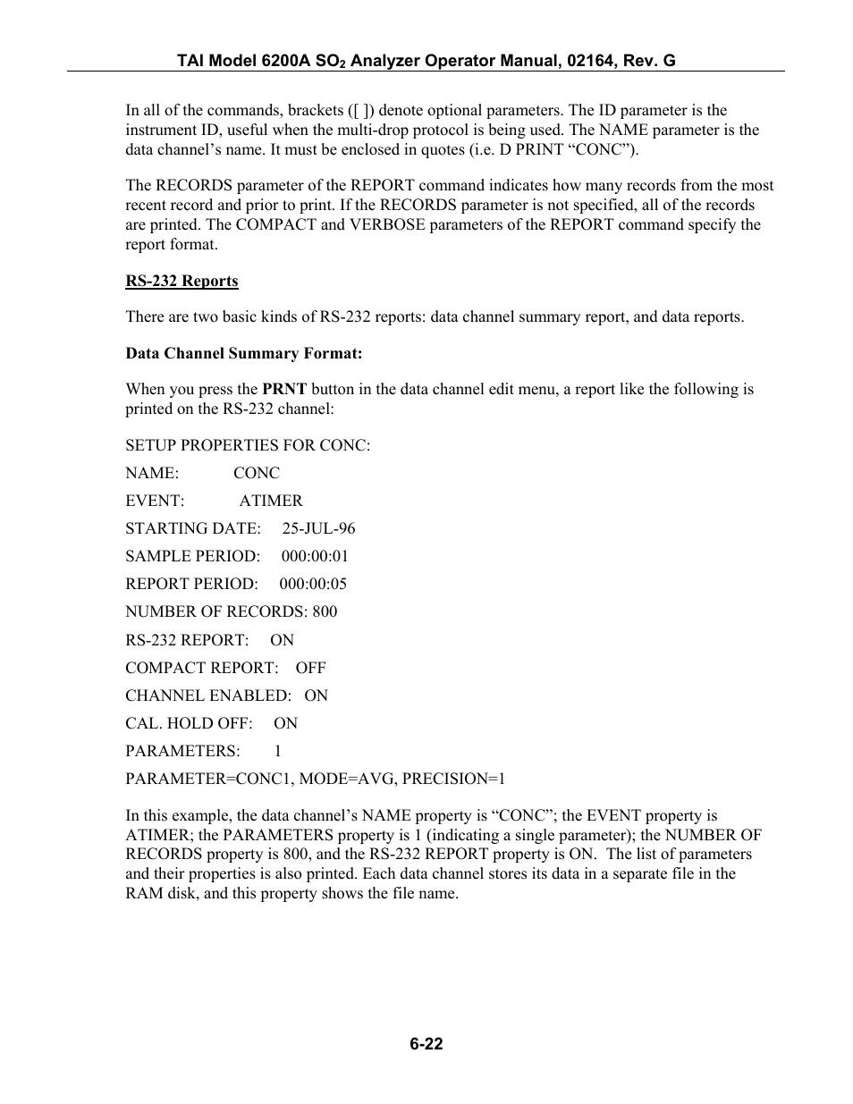 Teledyne 6200A - Sulfides analyzer User Manual | Page 103 / 206