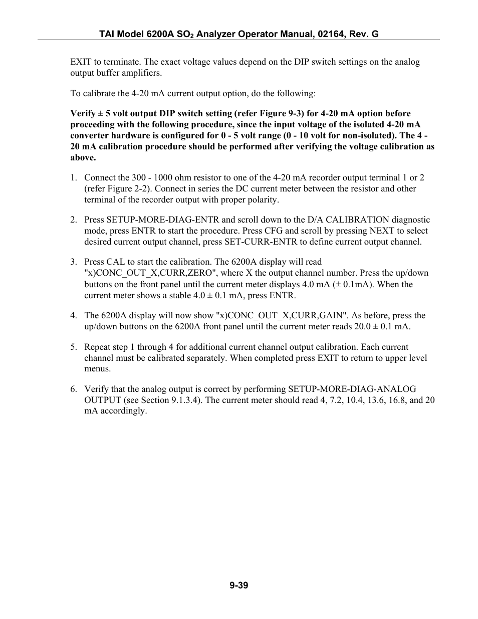 Teledyne 6200A - Sulfides analyzer User Manual | Page 182 / 206