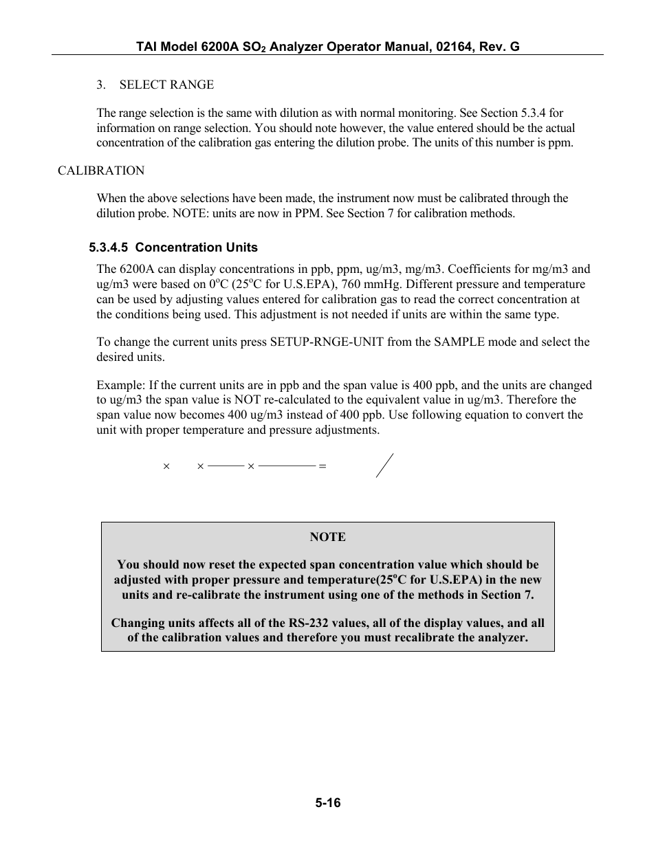 Concentration units | Teledyne 6200A - Sulfides analyzer User Manual | Page 79 / 206