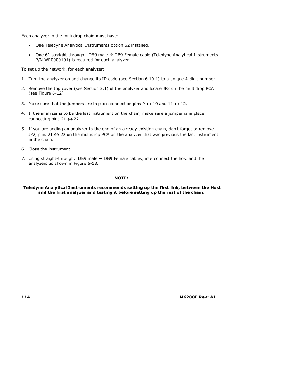 Teledyne 6200E - Sulfides Analyzer User Manual | Page 114 / 306