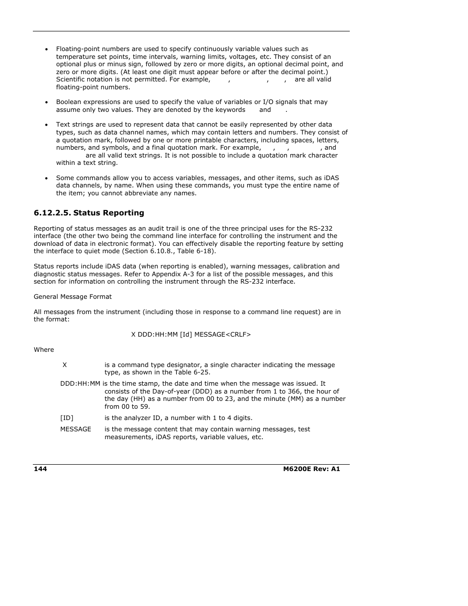 Status reporting | Teledyne 6200E - Sulfides Analyzer User Manual | Page 144 / 306