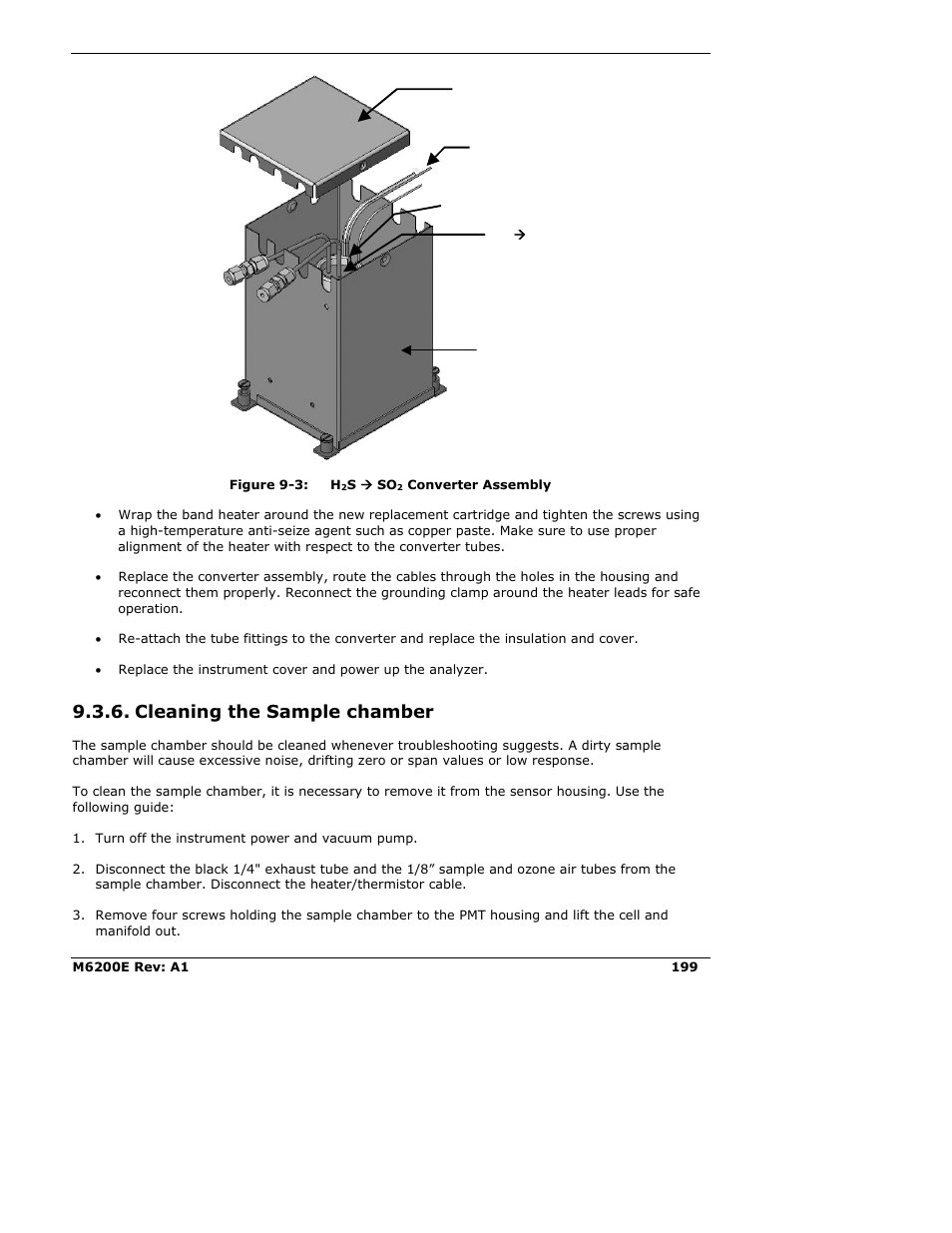 Cleaning the sample chamber | Teledyne 6200E - Sulfides Analyzer User Manual | Page 199 / 306
