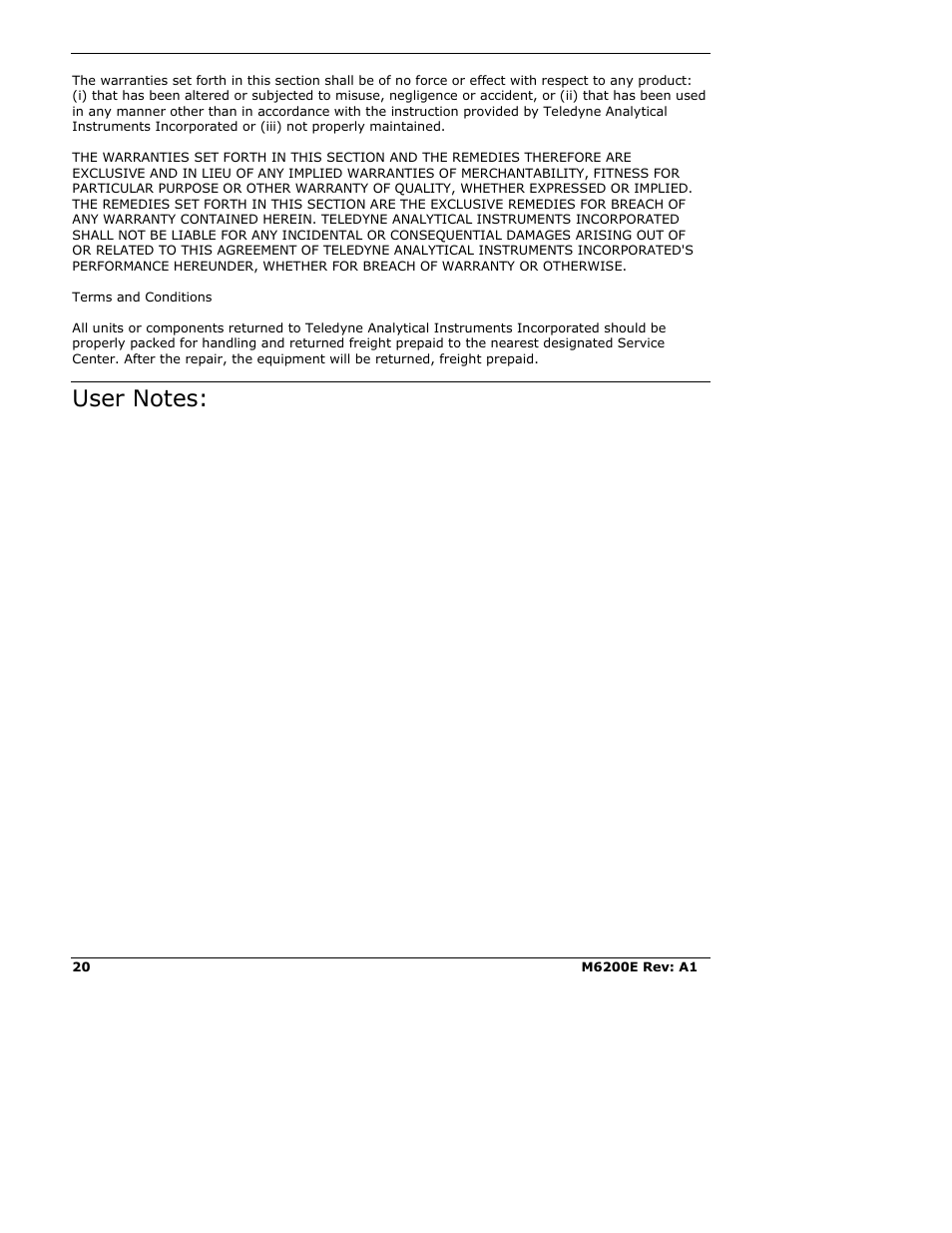 Teledyne 6200E - Sulfides Analyzer User Manual | Page 20 / 306
