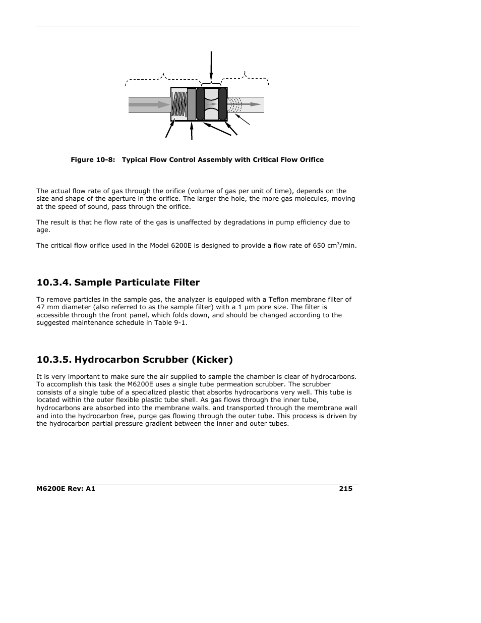 Sample particulate filter, Hydrocarbon scrubber (kicker) | Teledyne 6200E - Sulfides Analyzer User Manual | Page 215 / 306