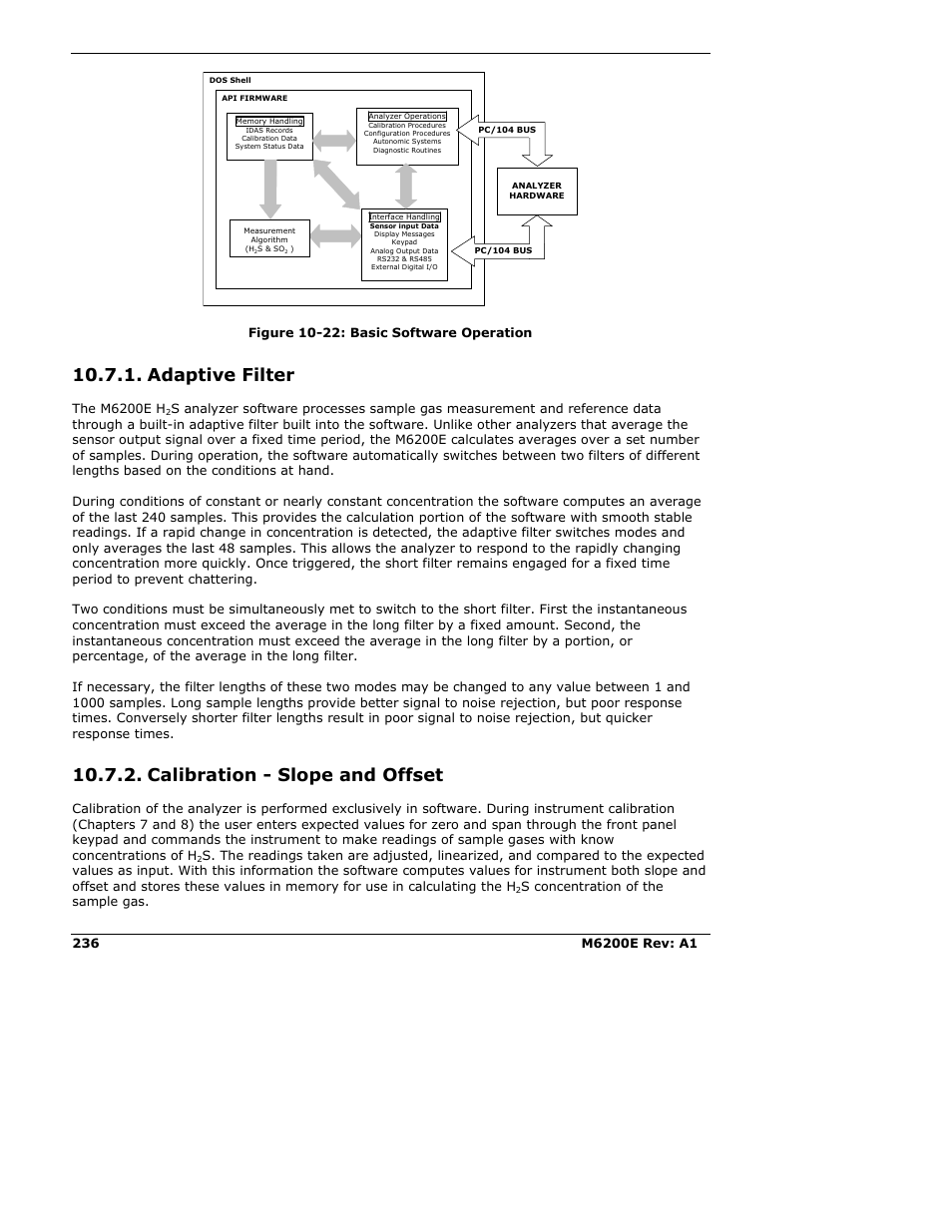 Adaptive filter, Calibration - slope and offset | Teledyne 6200E - Sulfides Analyzer User Manual | Page 236 / 306