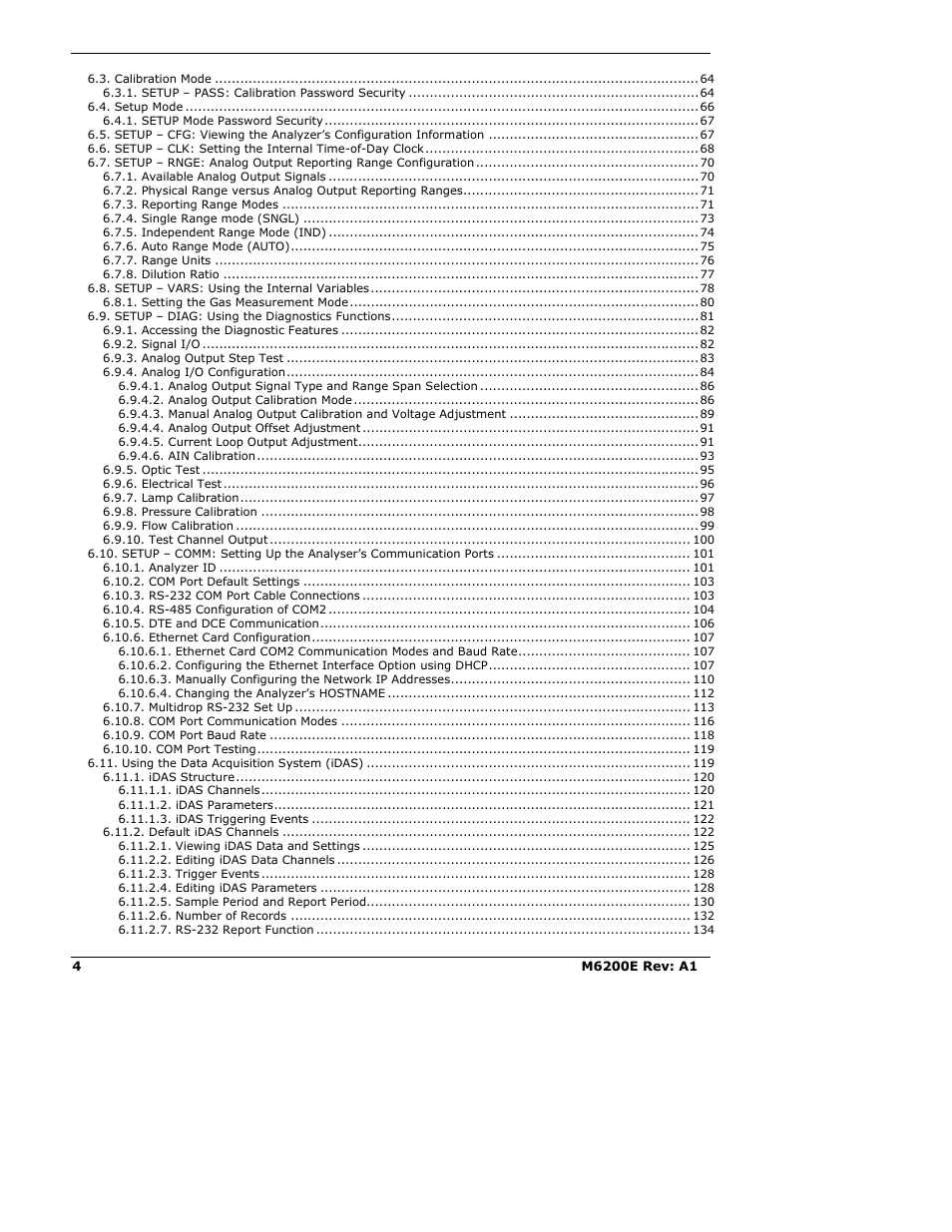 Teledyne 6200E - Sulfides Analyzer User Manual | Page 4 / 306